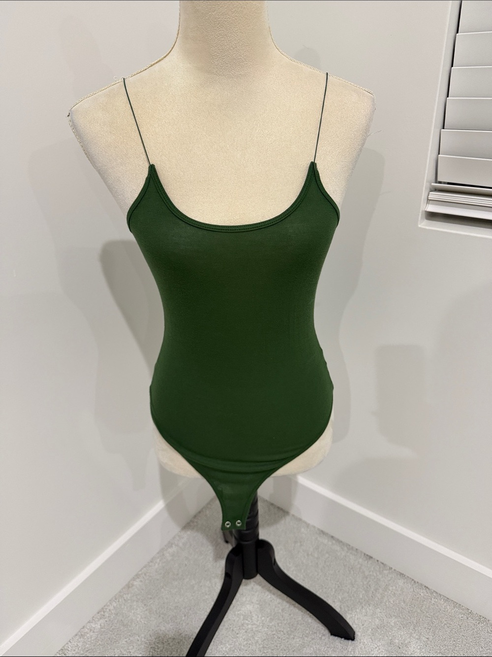 Women's Dark Green Spaghetti Strap Bodysuit